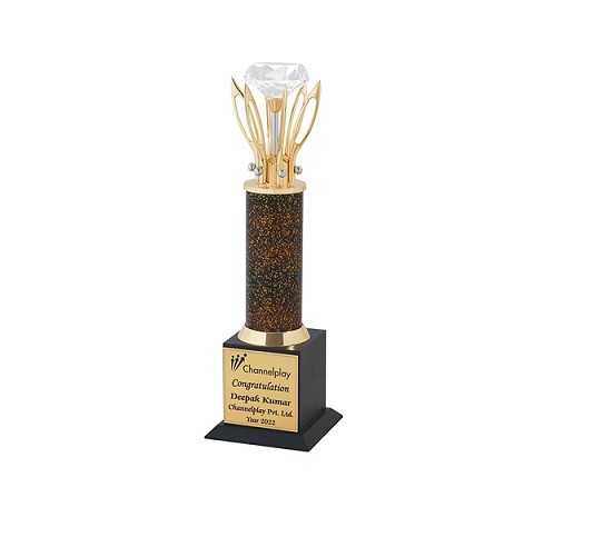 Elegant Crystal Metal Recognition Trophy